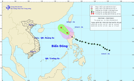 Bão Maysak suy yếu thành áp thấp nhiệt đới và đi vào biển Đông
